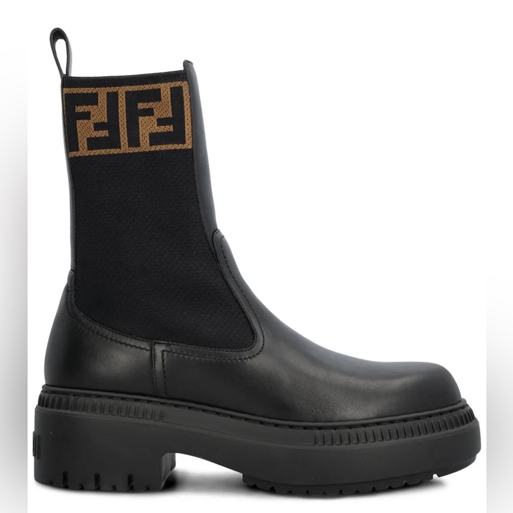 FENDI FF LOGO BIKER VITELLO BOOTS NEW